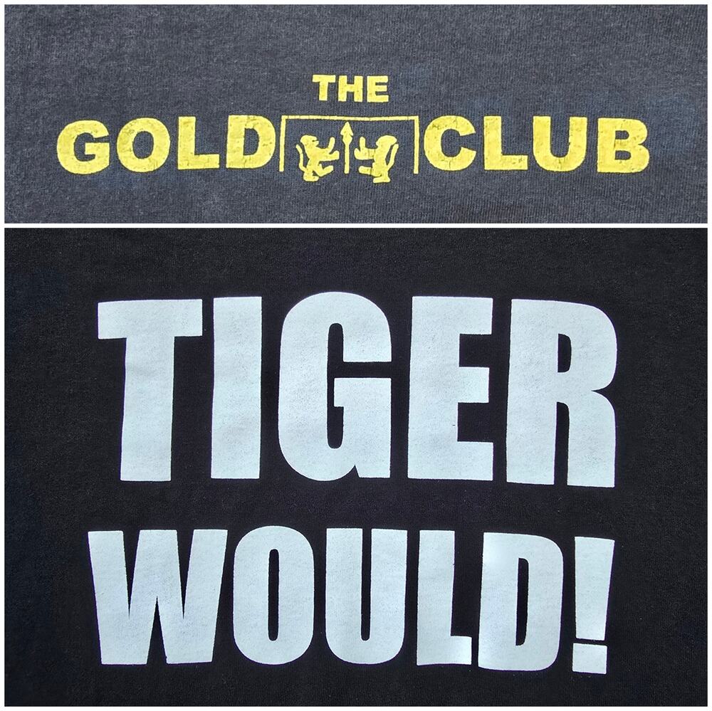 Gold Club Tiger Would Tshirt Black Gildan Cotton Tee Size XL Tiger Woods